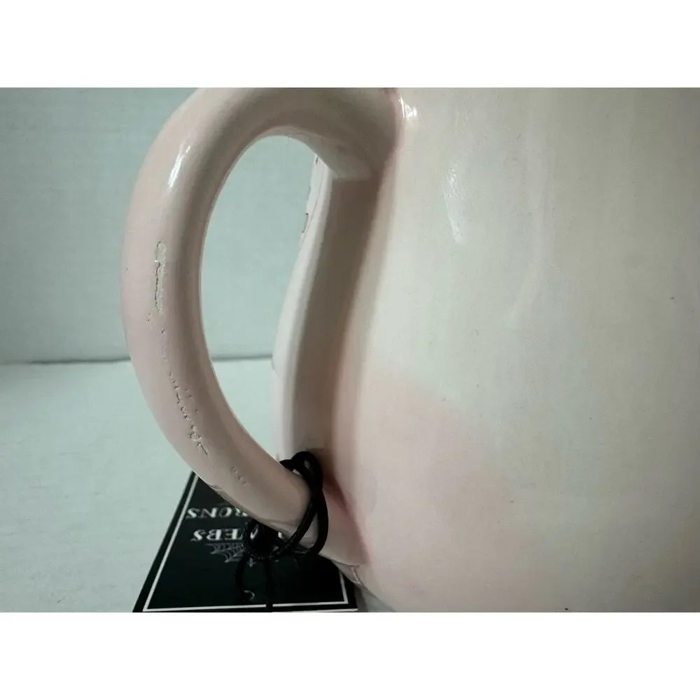 Cobwebs and Cauldrons Hand Painted Ghost Coffee Mug Pink Halloween